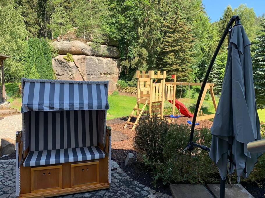 Waldferienhaus Dunja Mit Whirlpool, Sauna U Garten Hain  Exterior foto